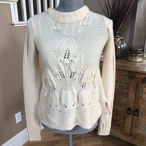 Anthropologie Rosa Neira Crew-Neck Ivory Sweater